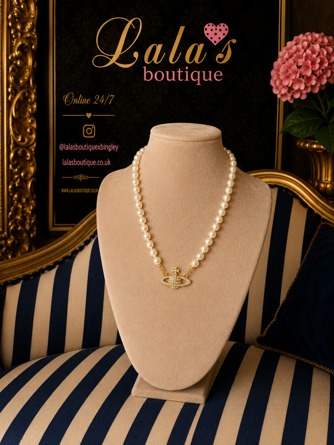 GOLD ORB PEARL NECKLACE