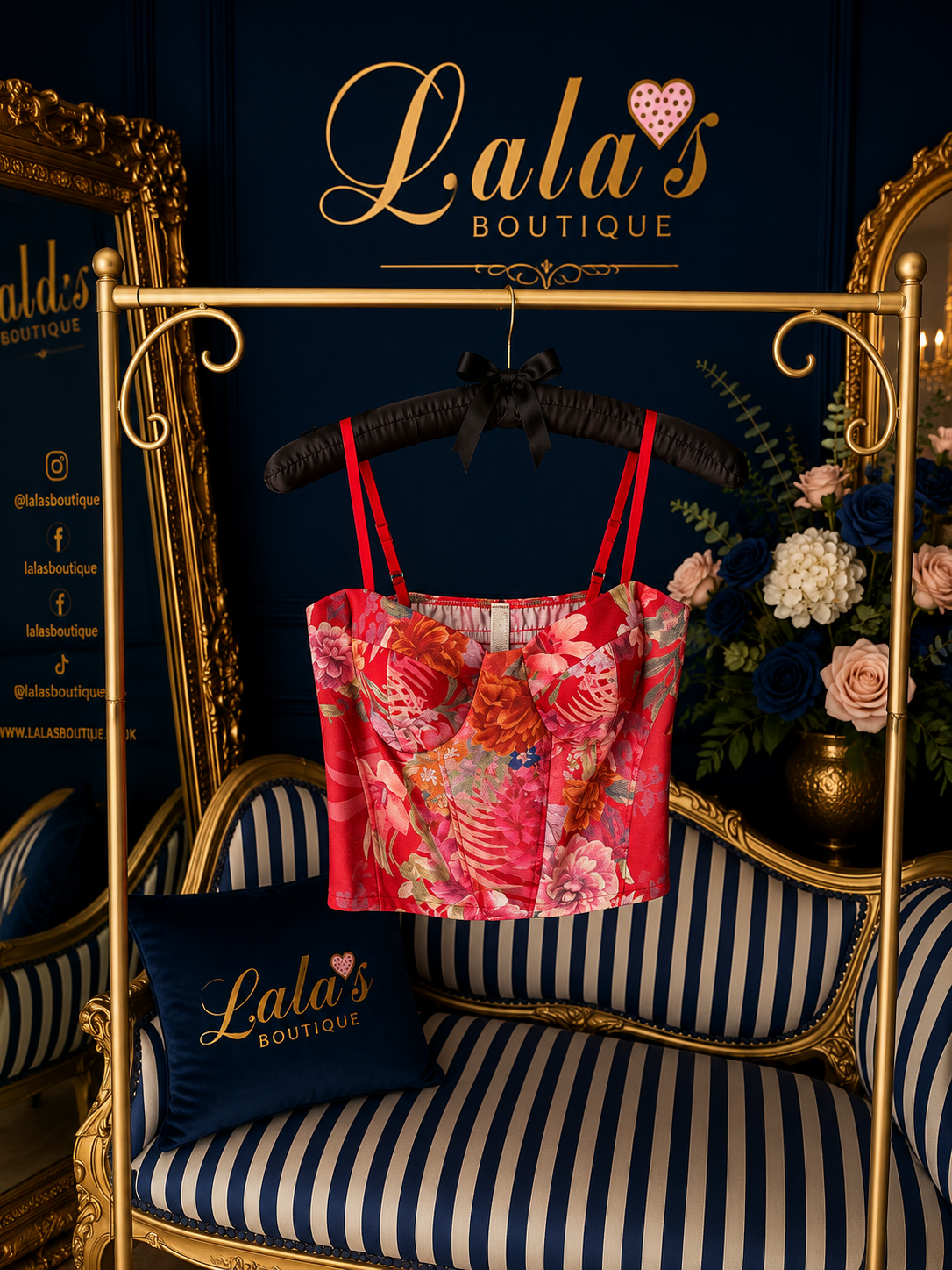 RED FLORAL BRALET
