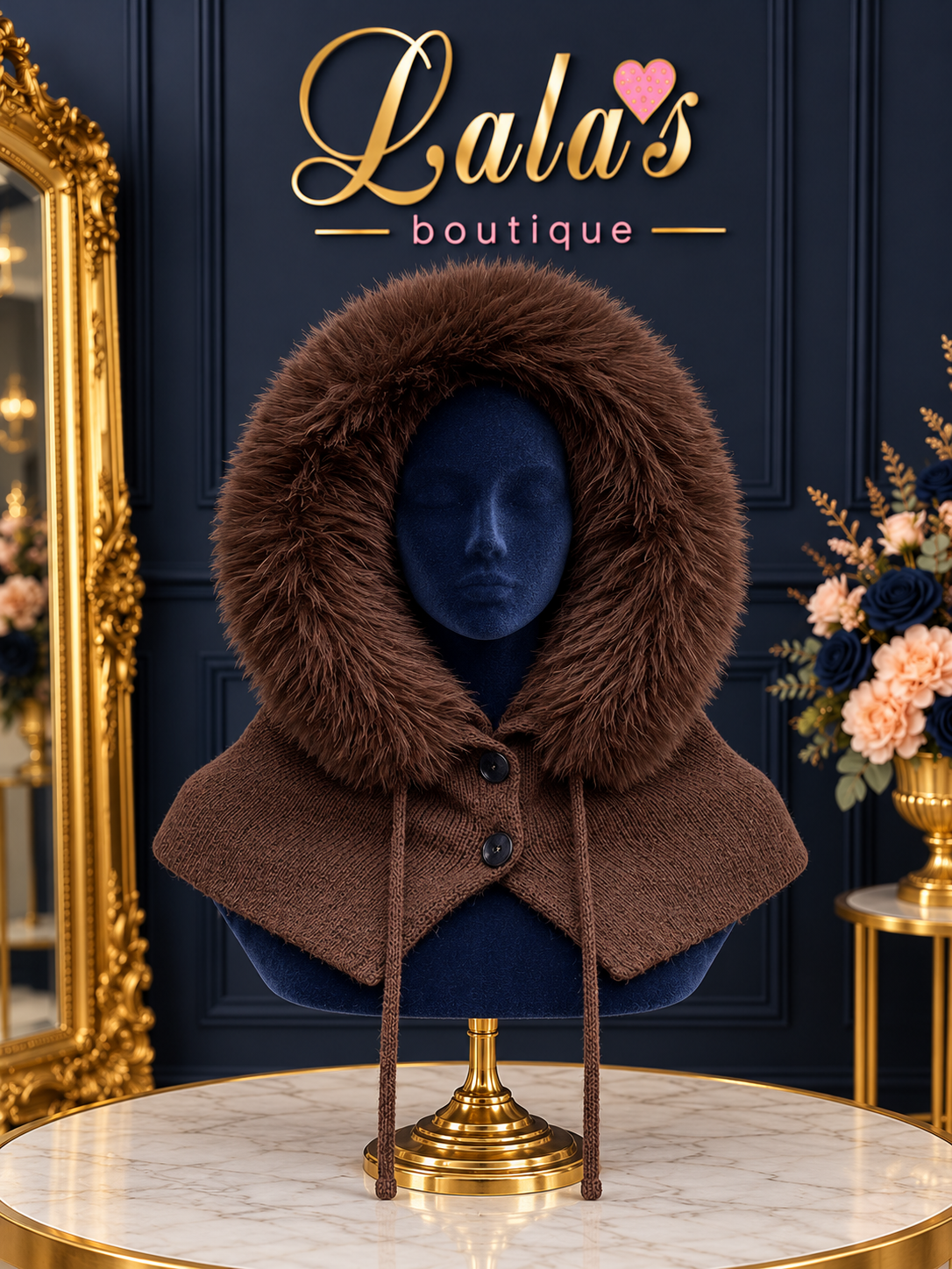 KNITTED FUR HOOD