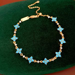 TURQUOISE CRYSTAL FLOWER BRACELET