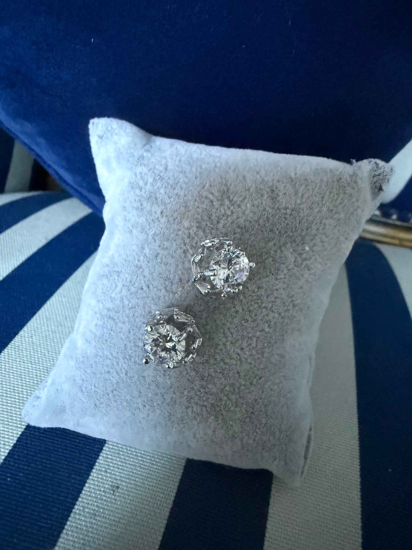 SILVER RAISED DIAMANTÉ EARRINGS