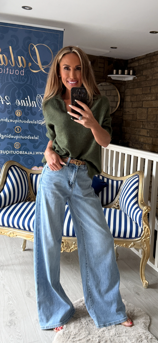 ALPACA V NECK COLLARED JUMPER