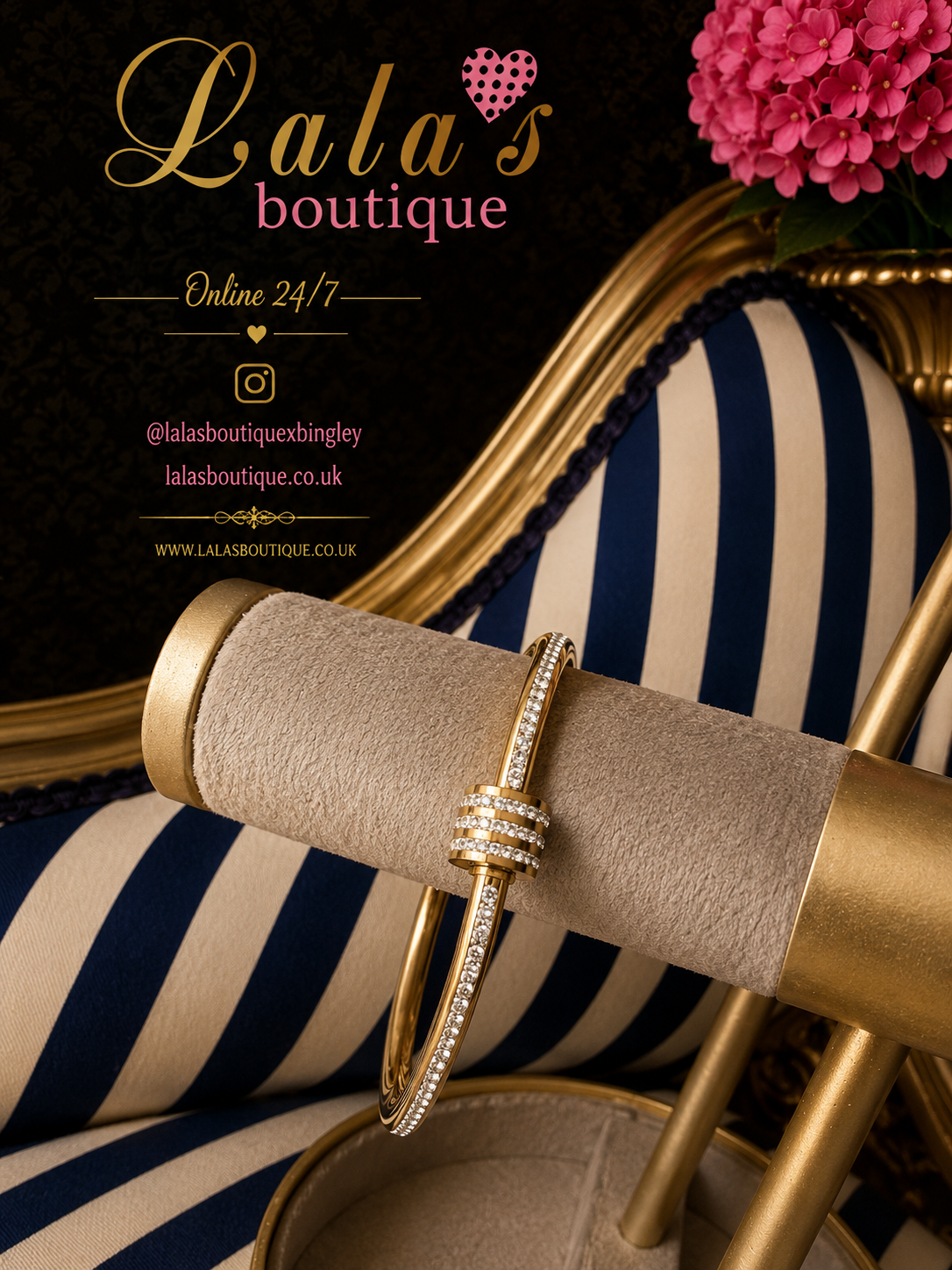 GOLD CRYSTAL BARREL BANGLE