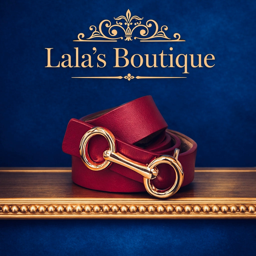 BURGANDY HORSEBIT GOLD BUCKLE BELT