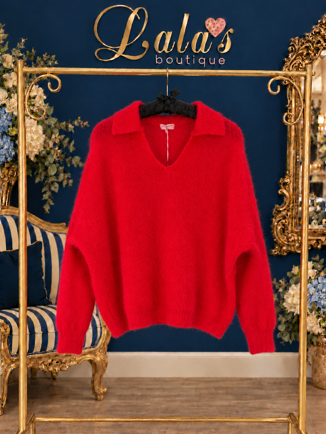 RED MOHAIR SWEATER