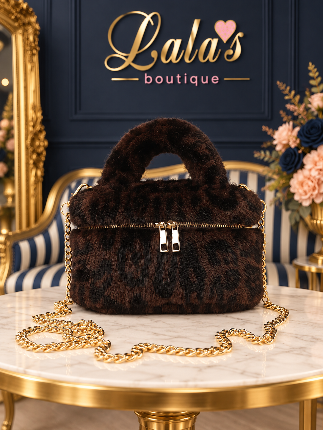 FAUX FUR VANITY HANDBAG