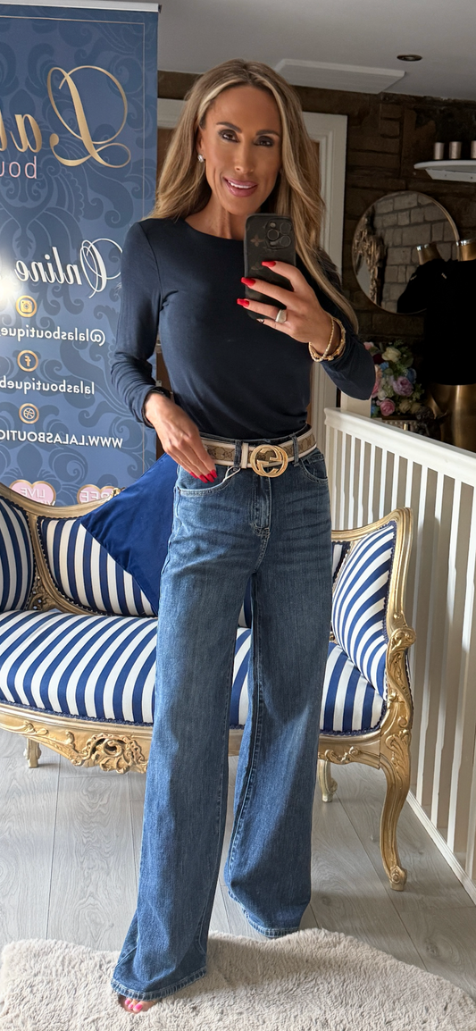 SARAH JOHN WIDE LEG DARKER DENIM JEAN