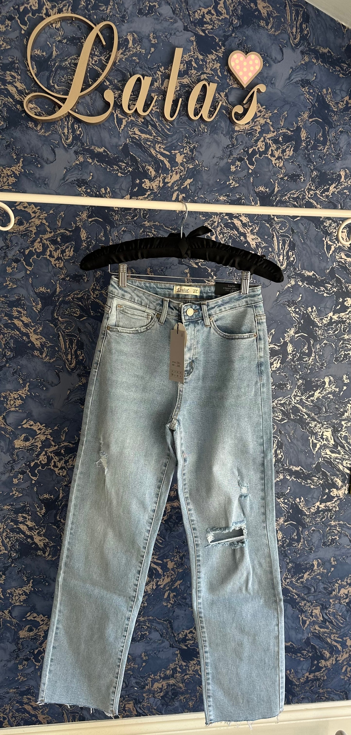 LAULIA STRAIGHT LEG RIPPED JEANS
