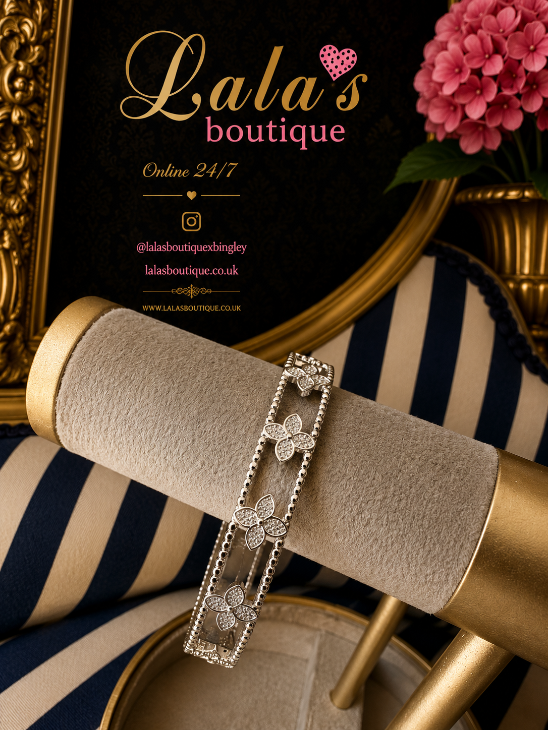 VL CRYSTAL SILVER BANGLE