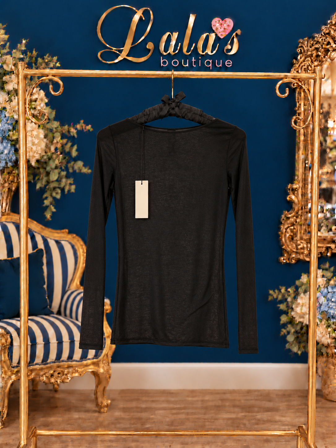 BLACK CASHMERE BASE LAYER TOP