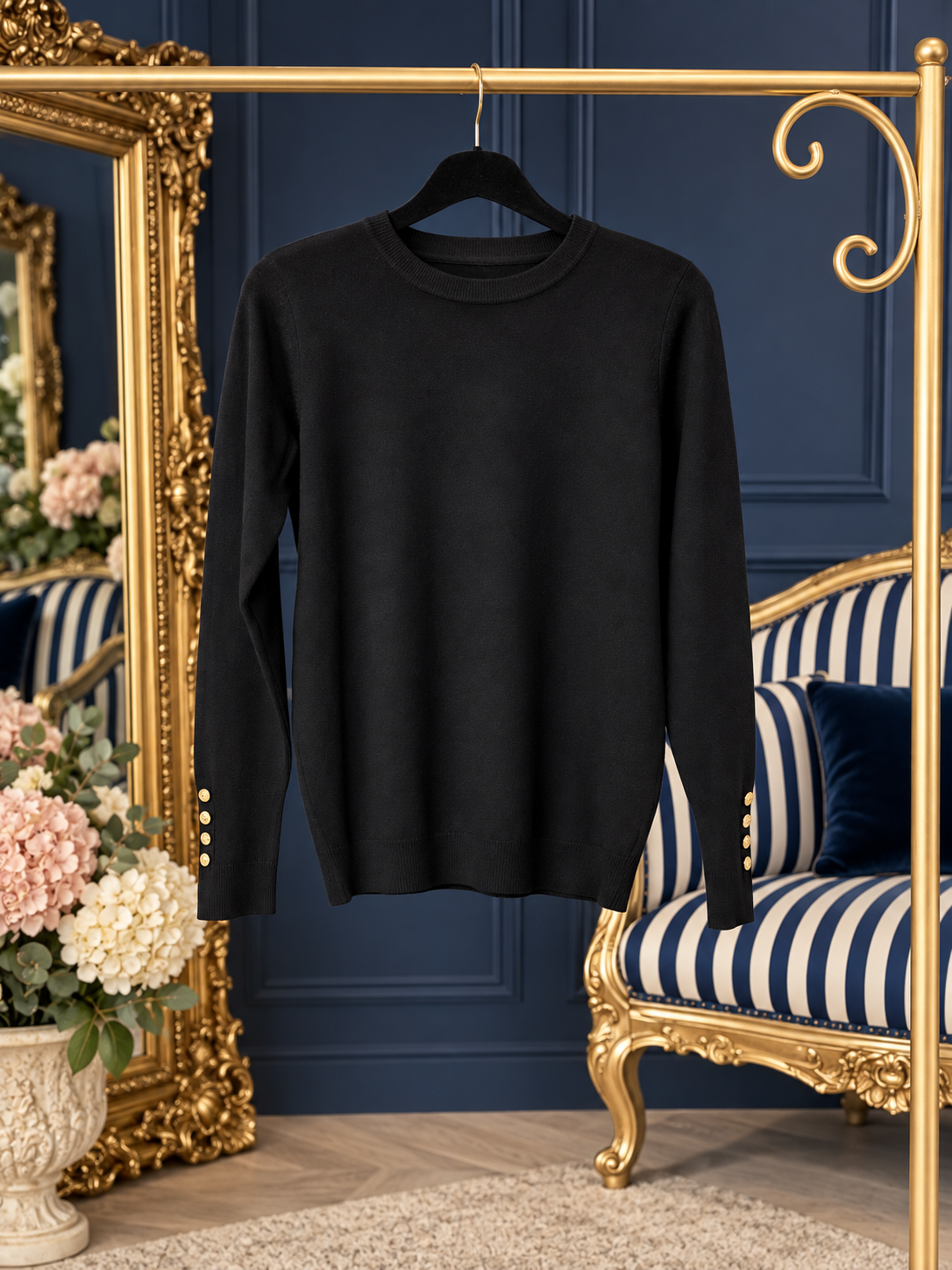 BLACK GOLD BUTTON ESSENTIAL KNIT