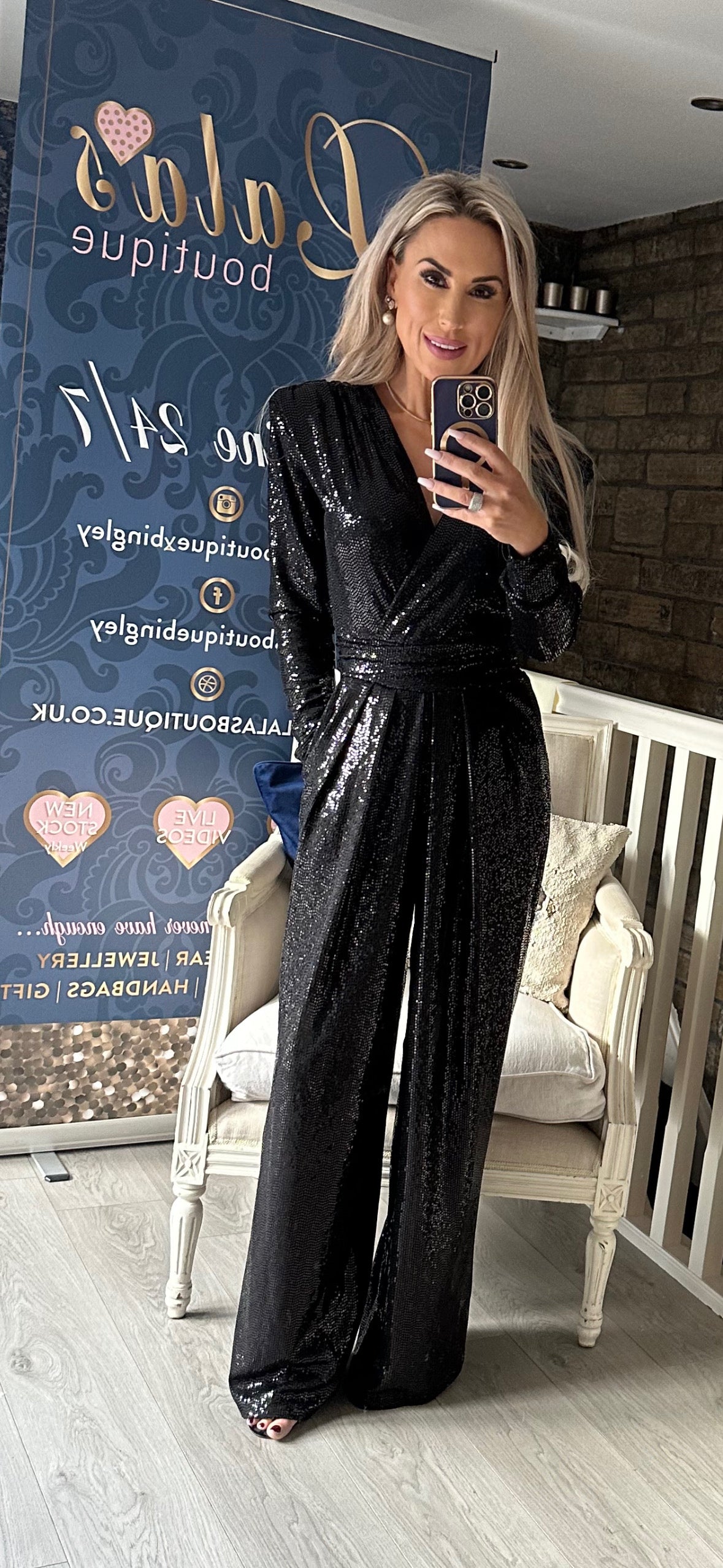 BLACK SEQUIN JUMPSUIT