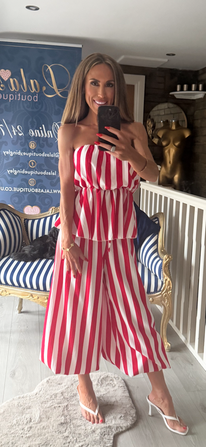 RED & WHITE STRIPE CUFFED CO-ORD