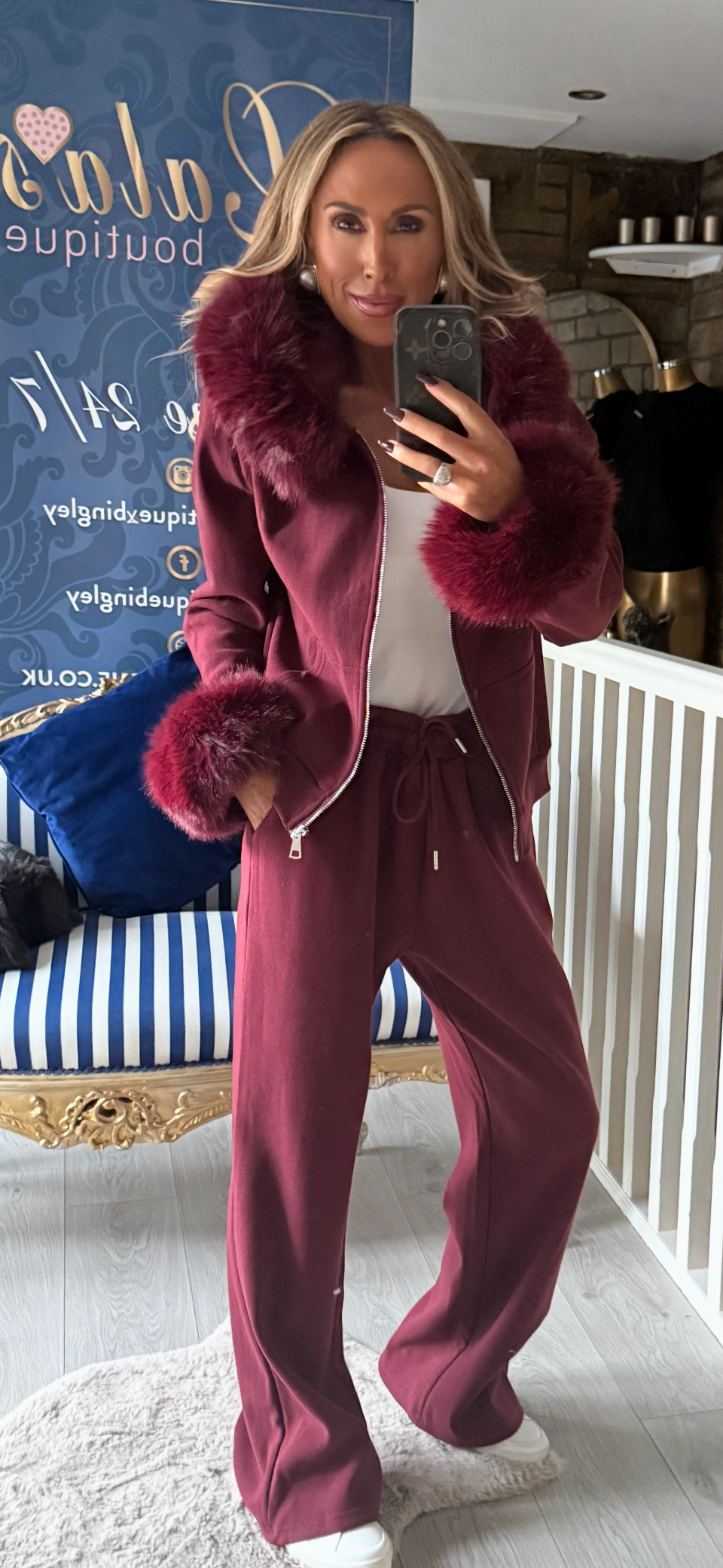 BURGUNDY FUR CO-ORD