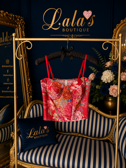 RED FLORAL BRALET