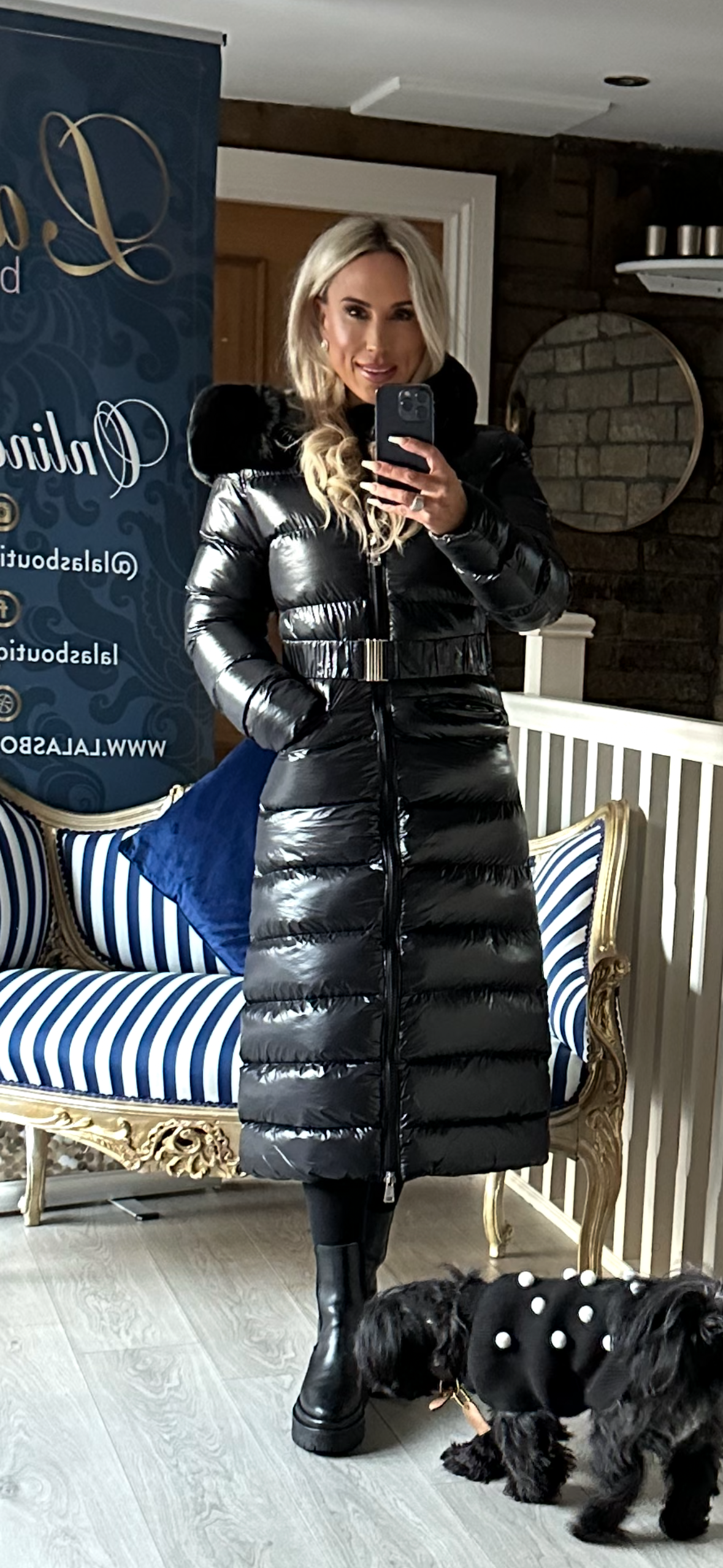 LUX FUR HOOD MIDAXI QUILTED COAT