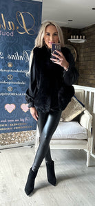 BLACK LUXURIOUS FAUX FUR GILET