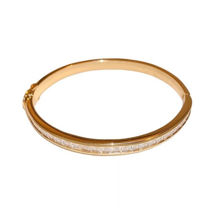 GOLD CRYSTAL LINE DETAILED BANGLE