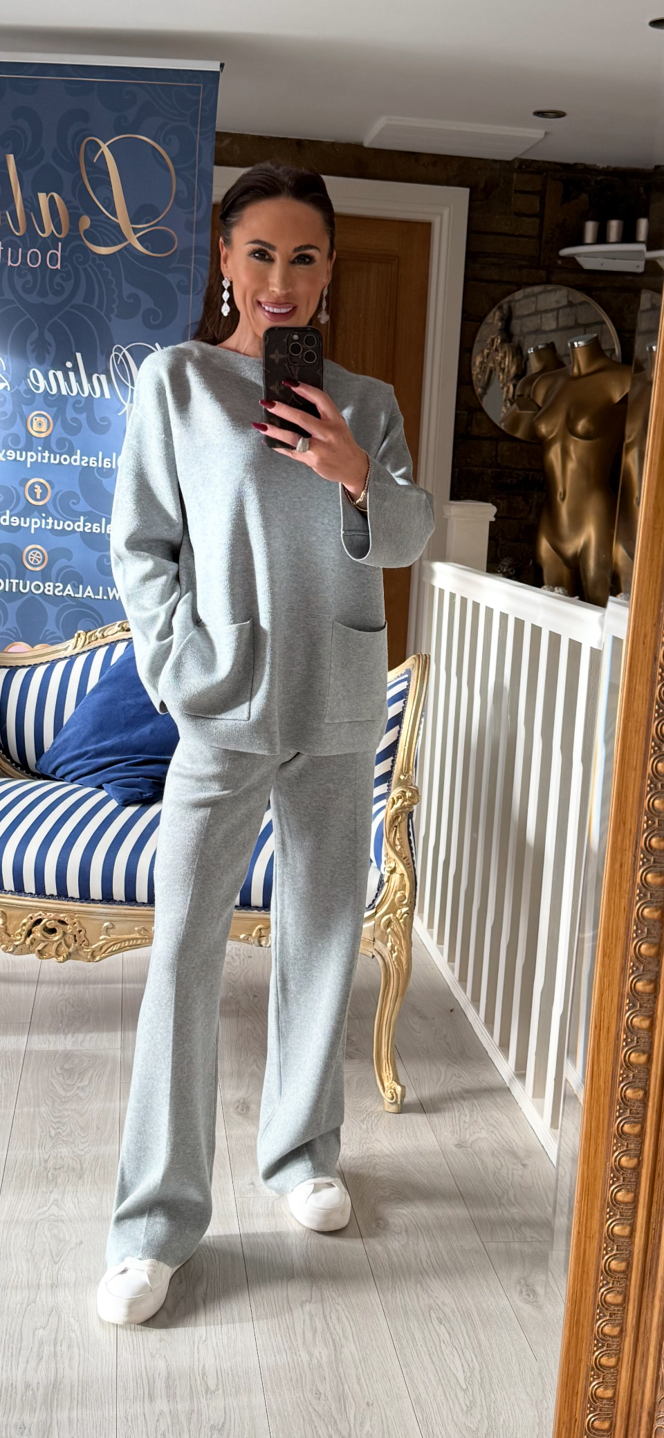 GREY CASHMERE KNITTED SUIT