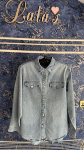 DENIM RINESTONE SHACKET