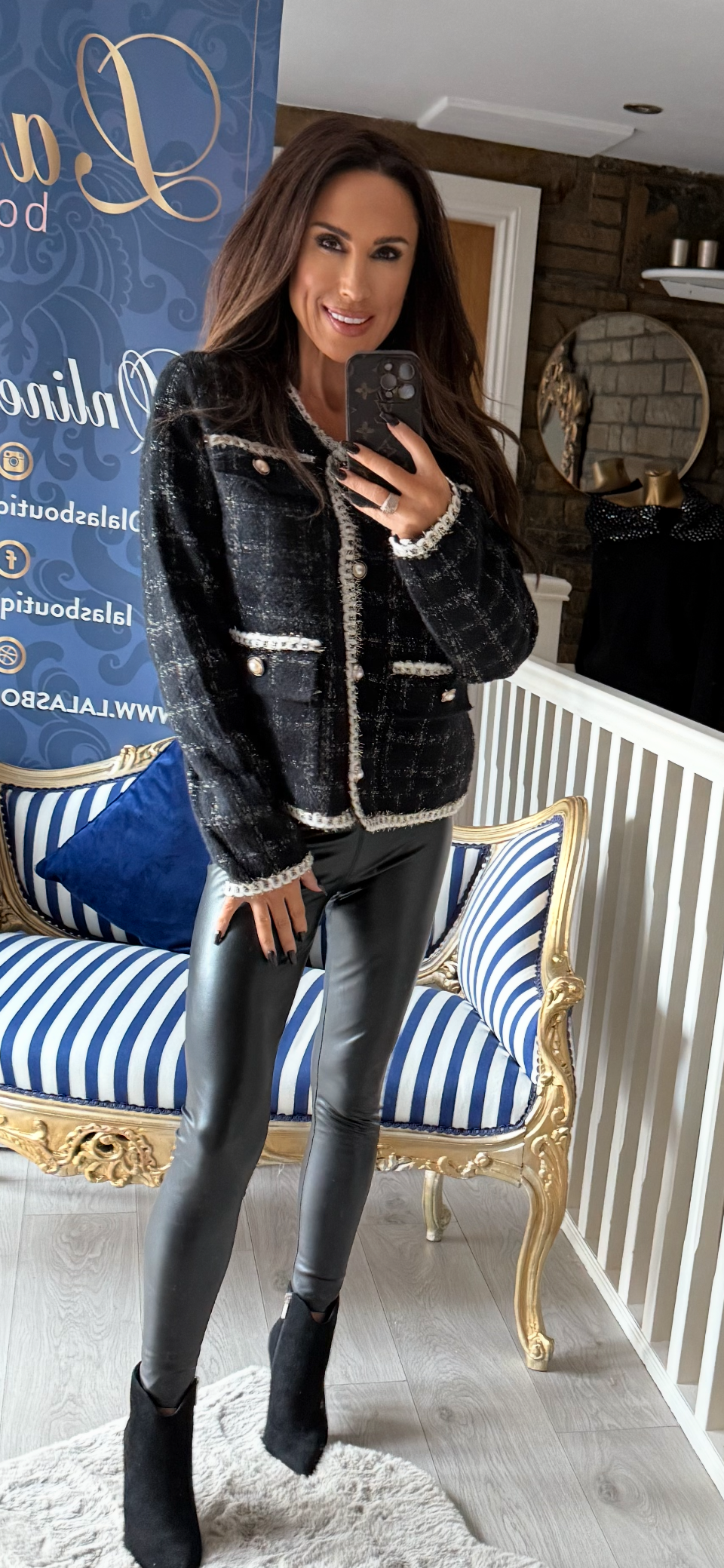 BLACK CHANELLY KNIT JACKET