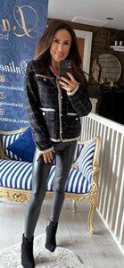 BLACK CHANELLY KNIT JACKET