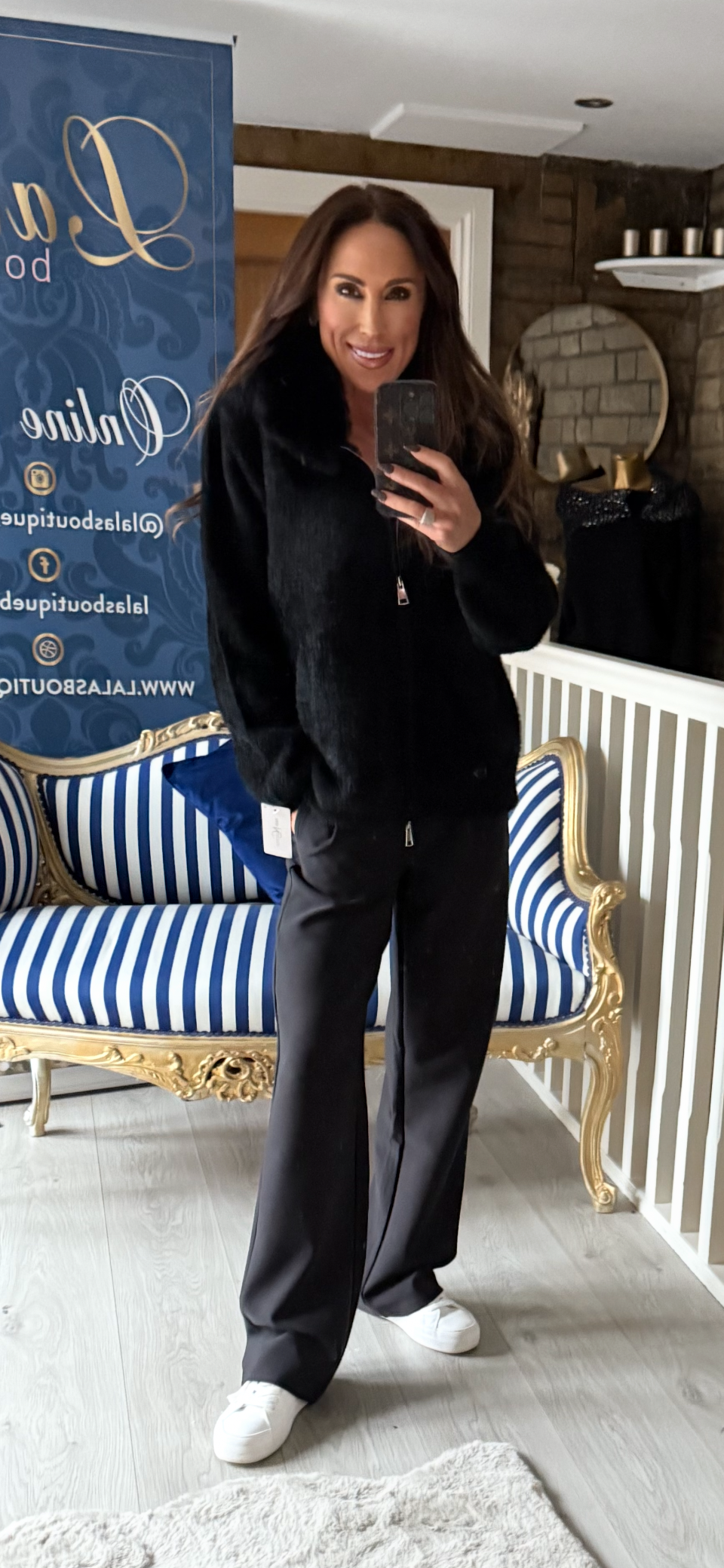 BLACK FUR KNITTED  BOMBER JACKET