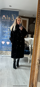 BLACK DOUBLE BREASTED FUR COAT