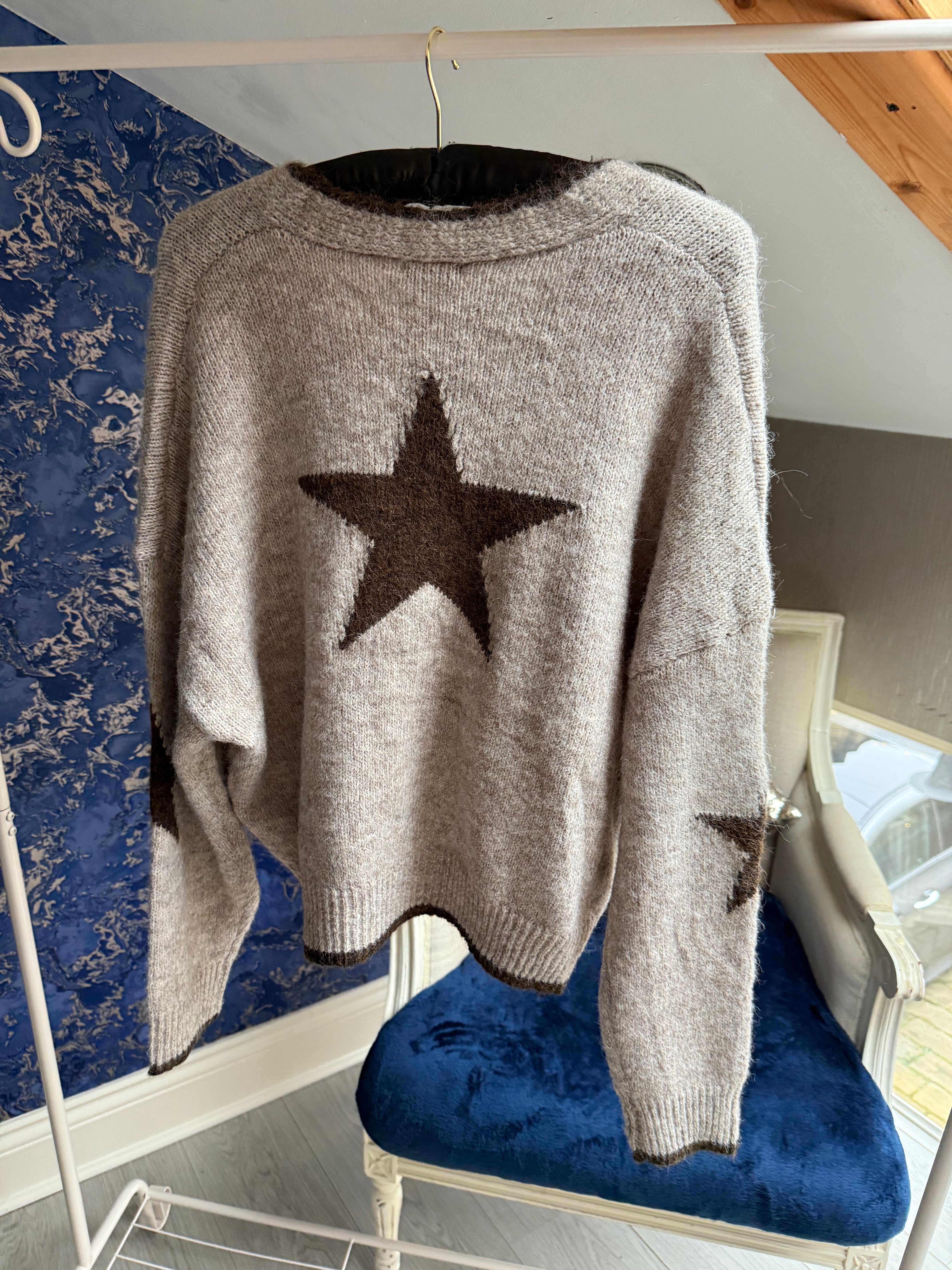 TAUPE STAR CARDIGAN