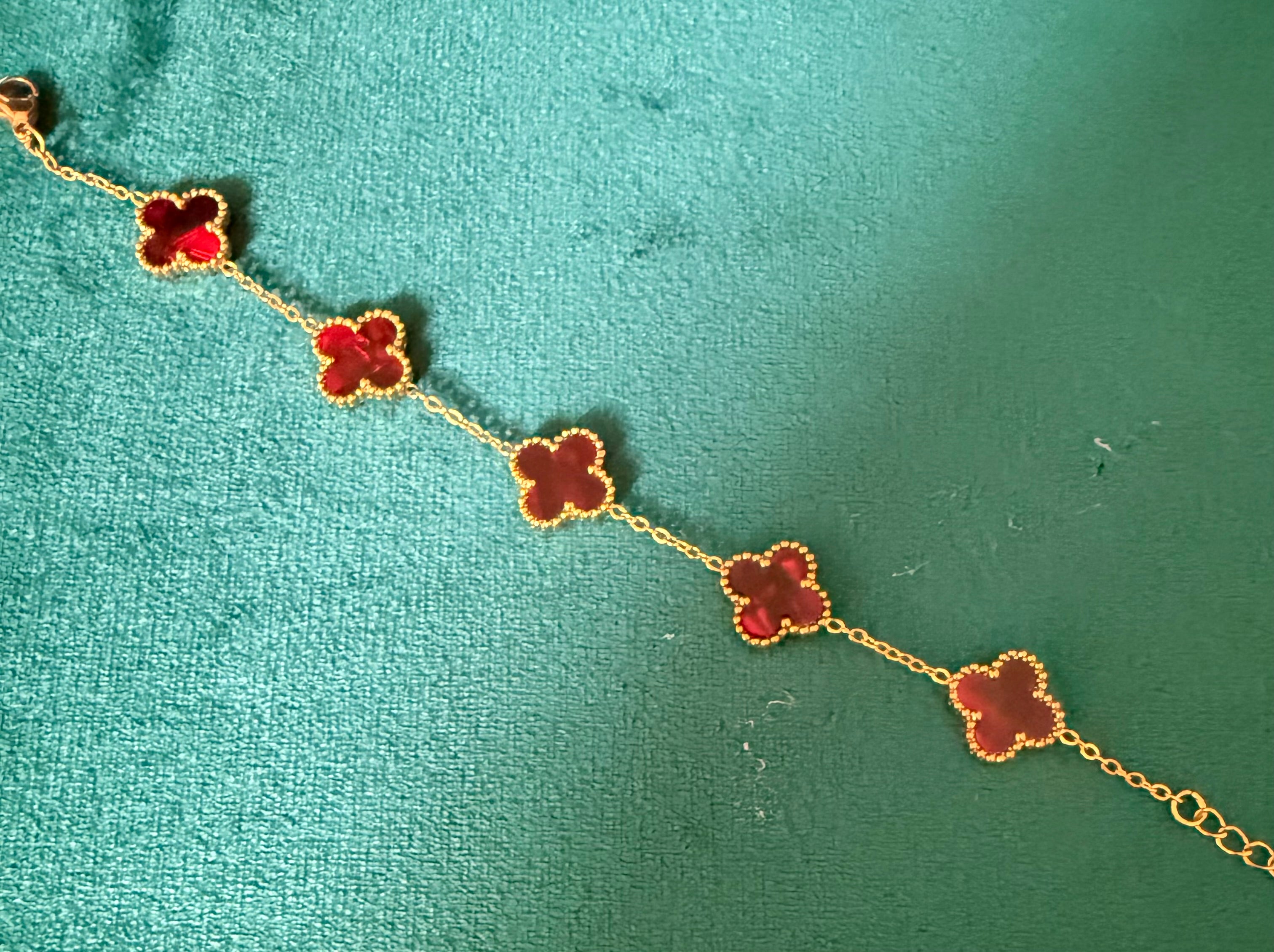 RUBY MARBLE CLOVER BRACELET