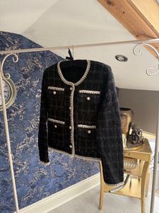 BLACK CHANELLY KNIT JACKET