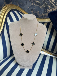 GOLD & BLACK CLOVER NECKLACE