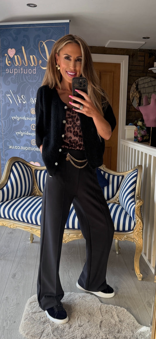 BLACK CHAIN TROUSERS