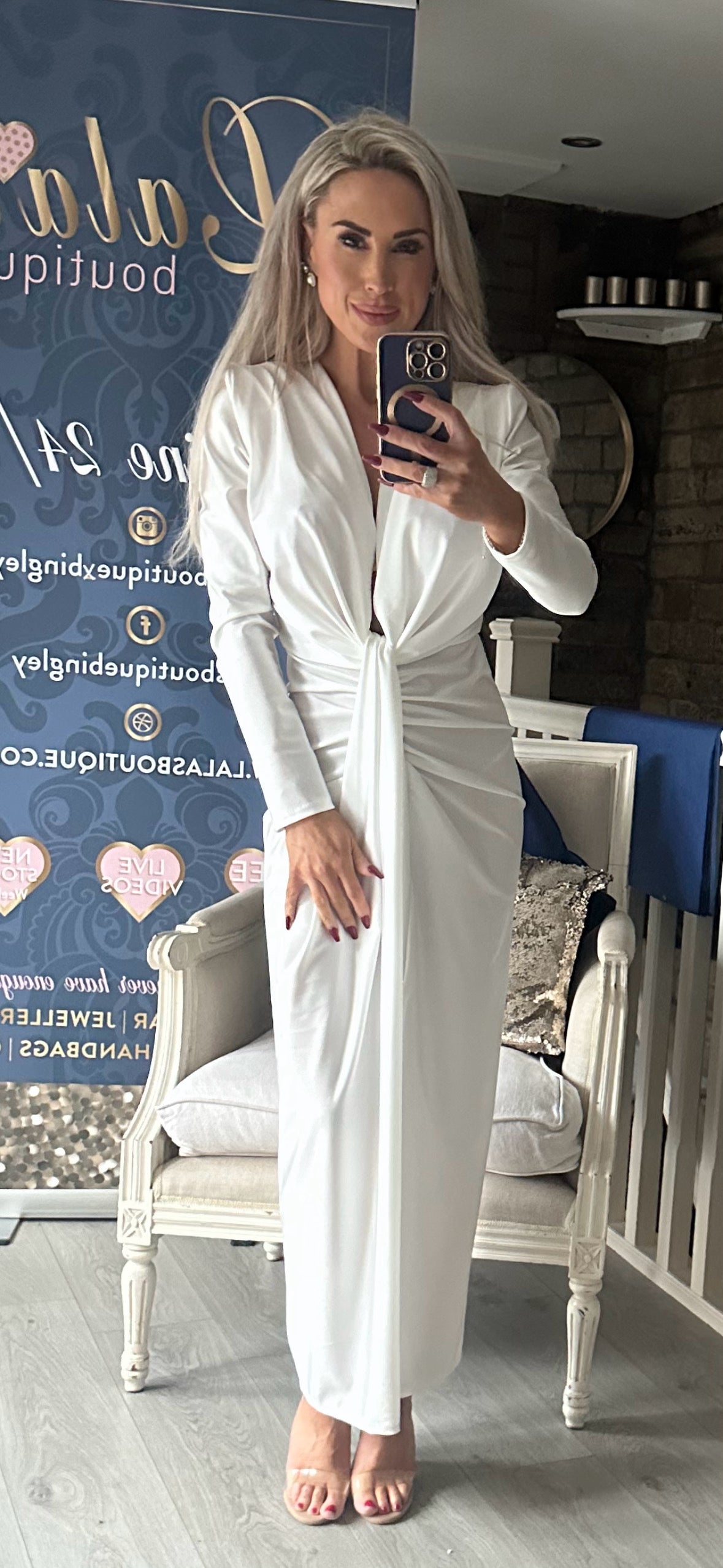 WHITE SLINKY DRESS