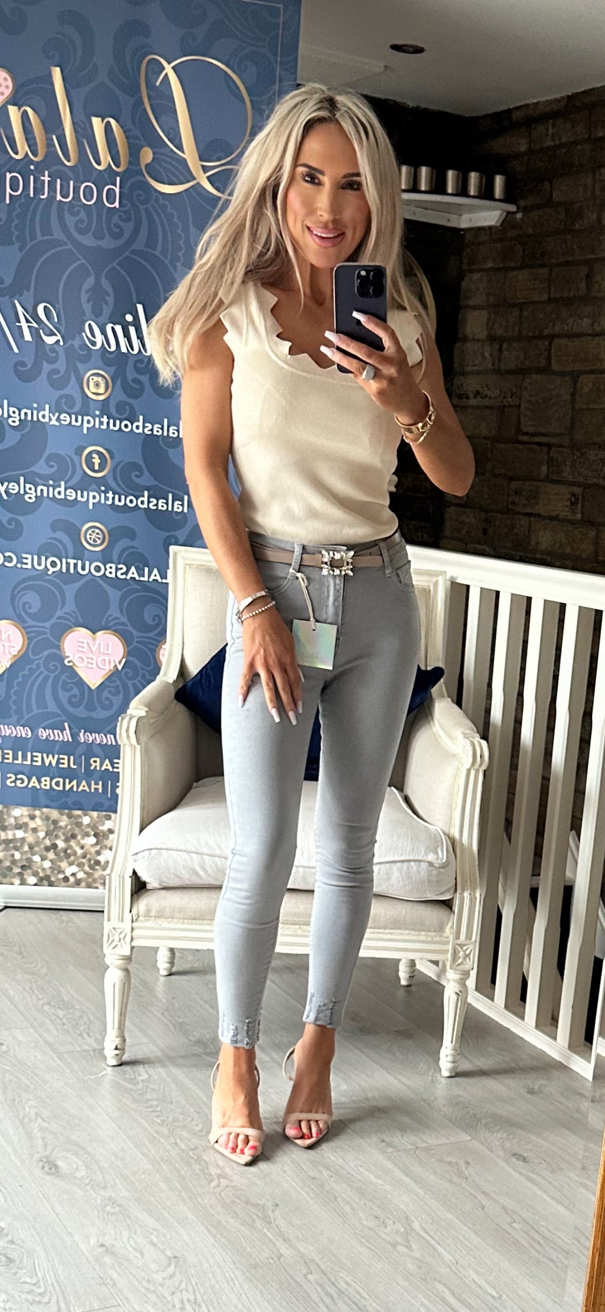 GREY LAULIA JEANS