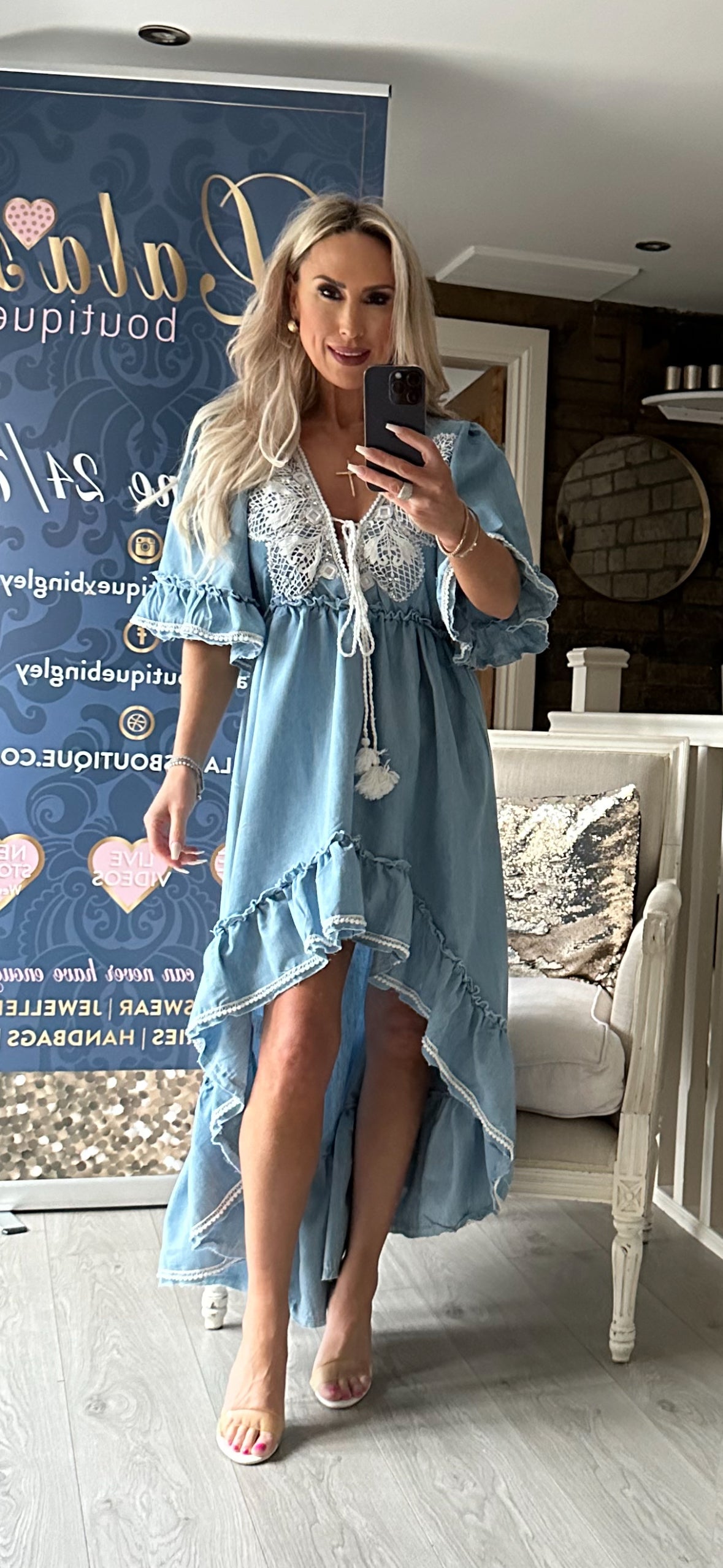 BLUE HIGH LOW DRESS