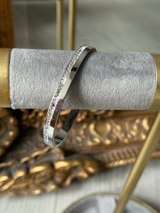 SILVER PRECISION DIAMANTÉ BANGLE