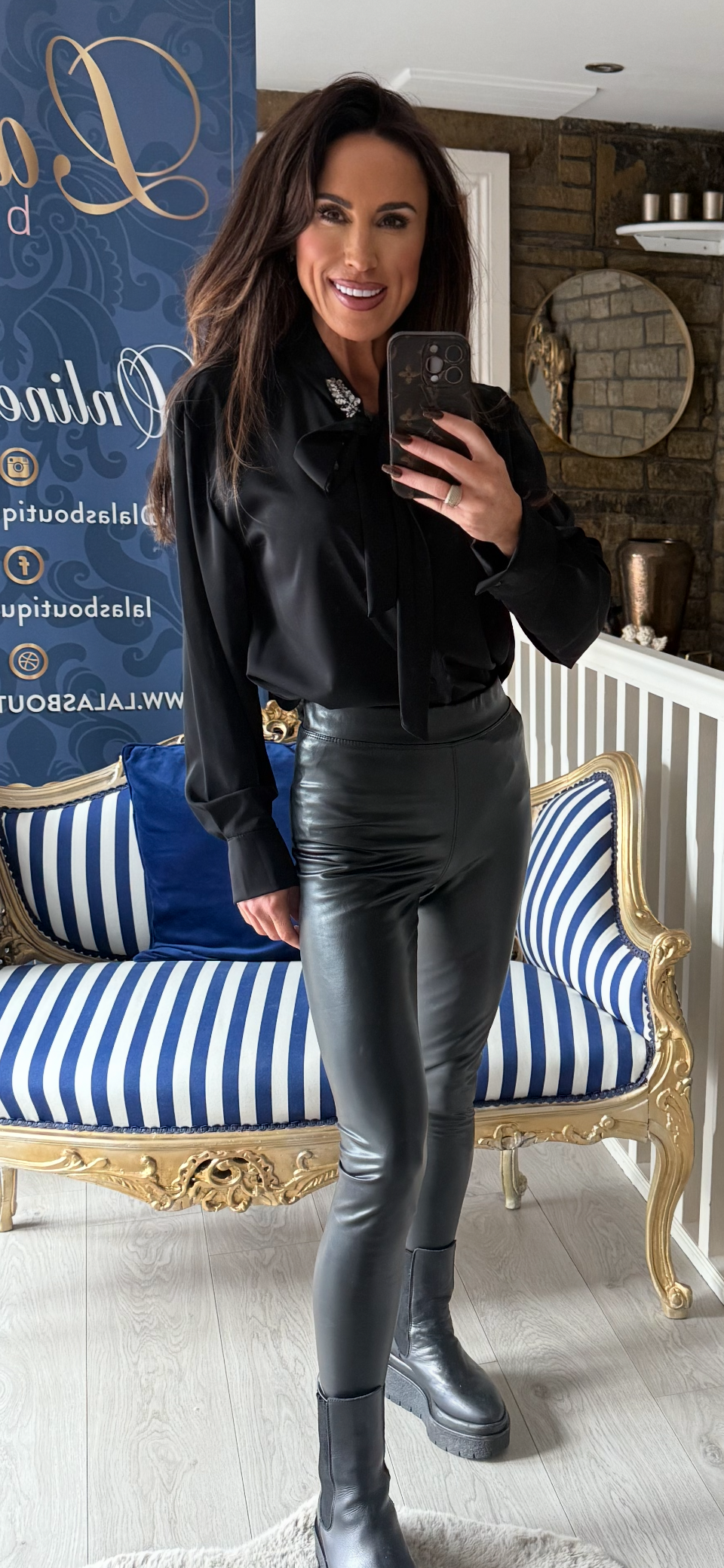 BLACK DIAMANTÉ LEAF CHIFFON BLOUSE