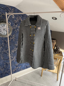 HOUNDSTOOTH MILITARY WOOL CAPE