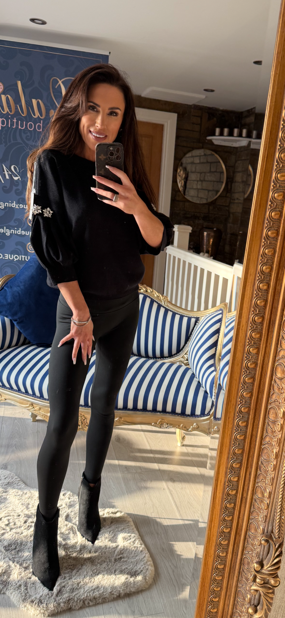 BLACK KNITTED JEWEL SHORT SLEEVED JUMPER