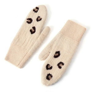 BEIGE LEOPARD PAW GLOVES