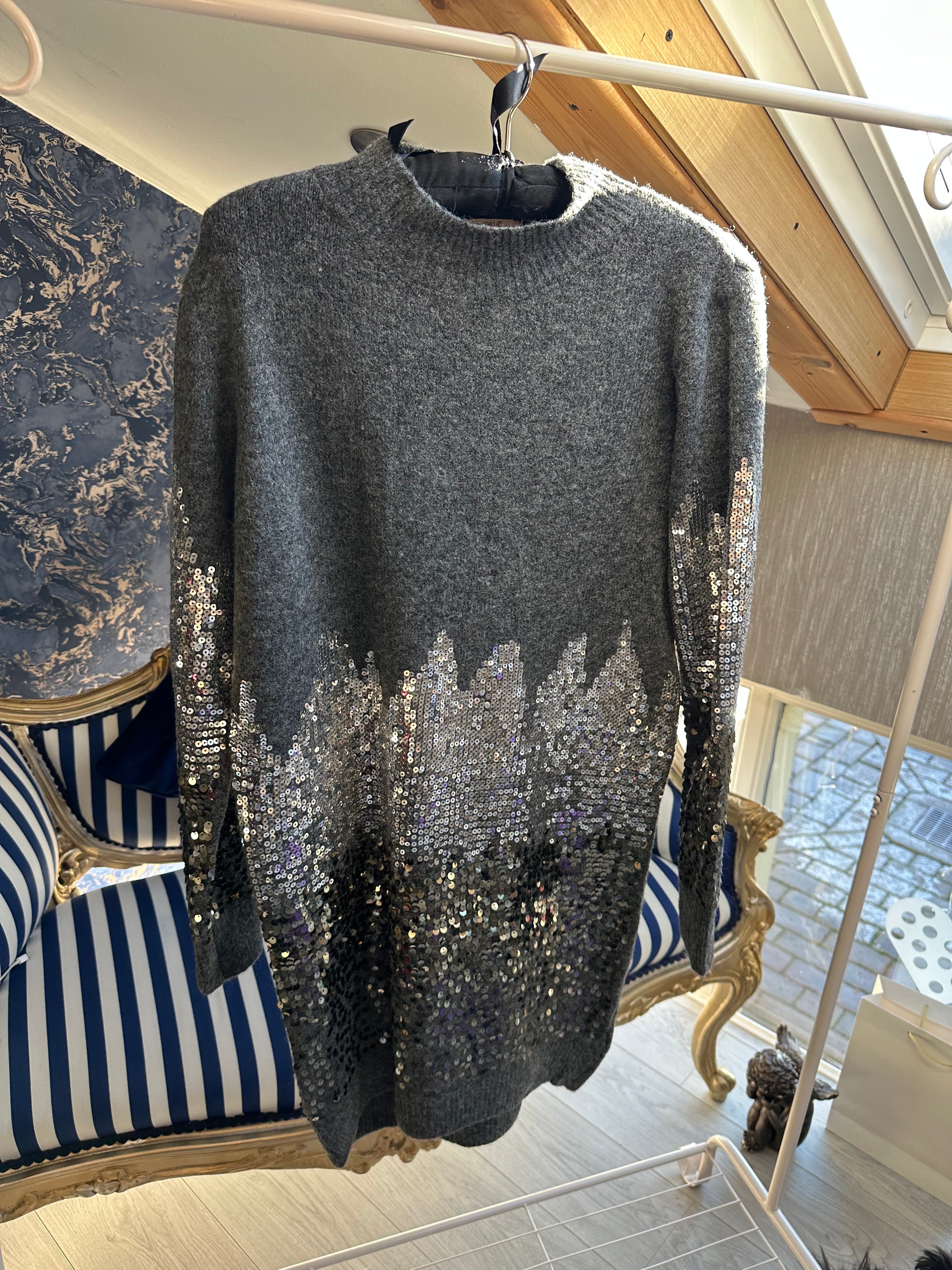 SILVER SEQUIN JUMPER DRESS