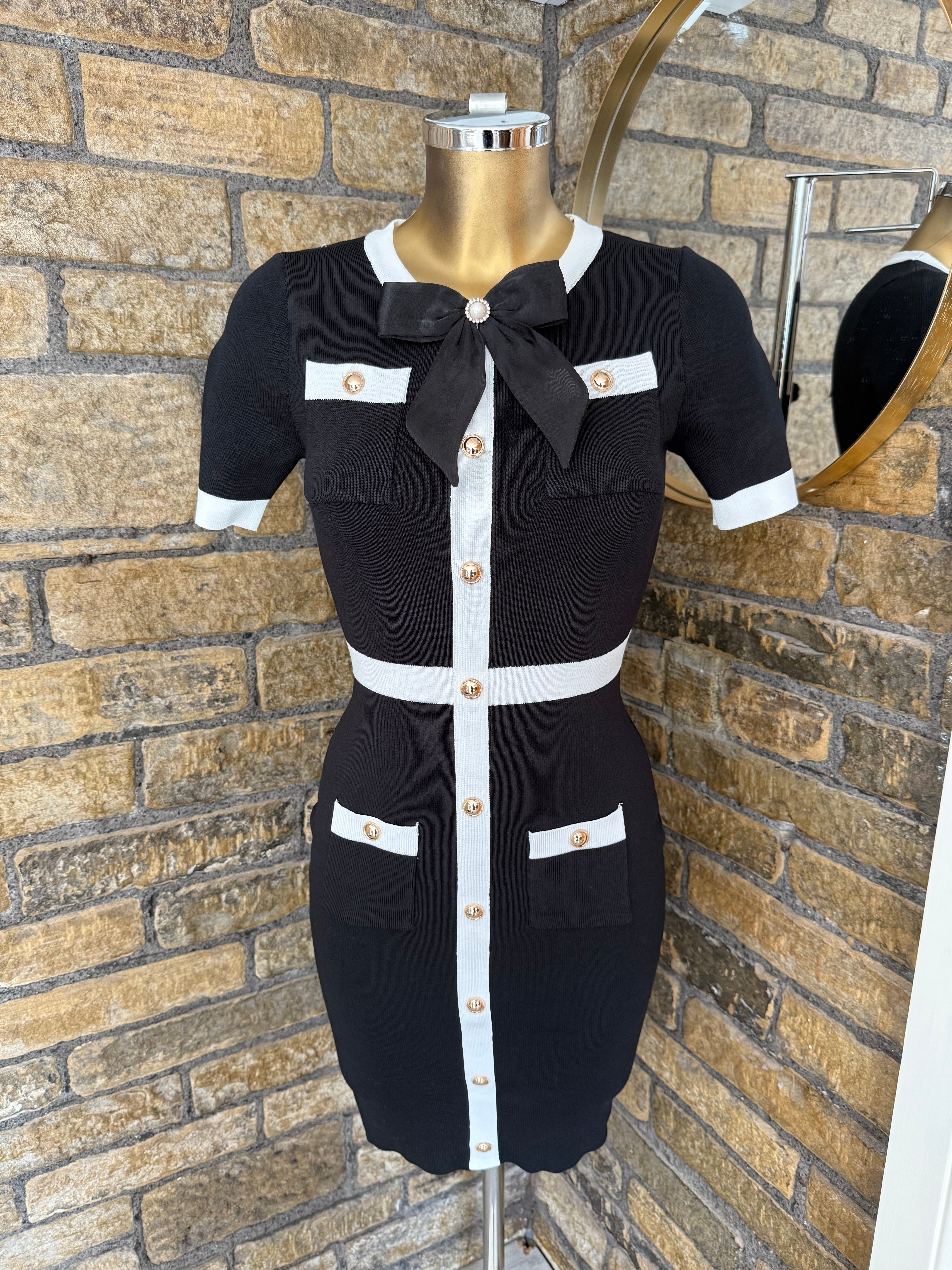 SATIN BOW CHANELLY DRESS