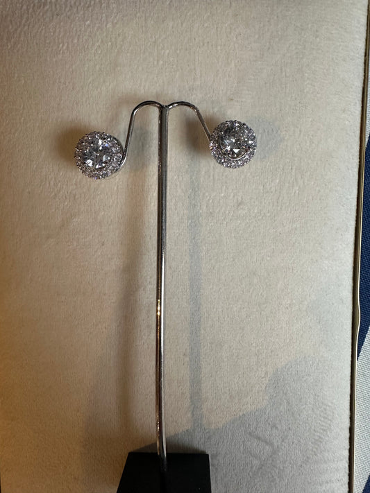 DIAMANTE CIRCLE STUD EARRINGS