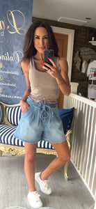 TOXIK3 DENIM PLEATED SHORTS
