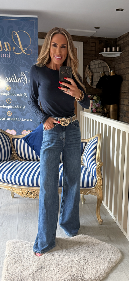 NAVY CASHMERE BASE LAYER TOP