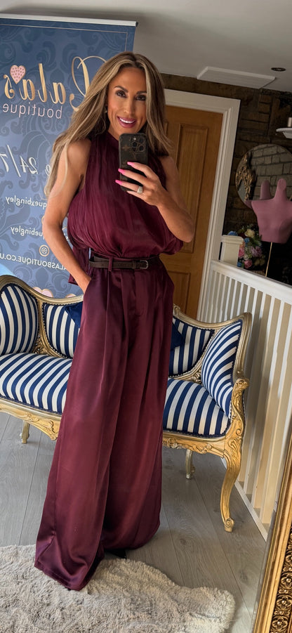 MULBERRY SATIN CHIFFON BODYSUIT