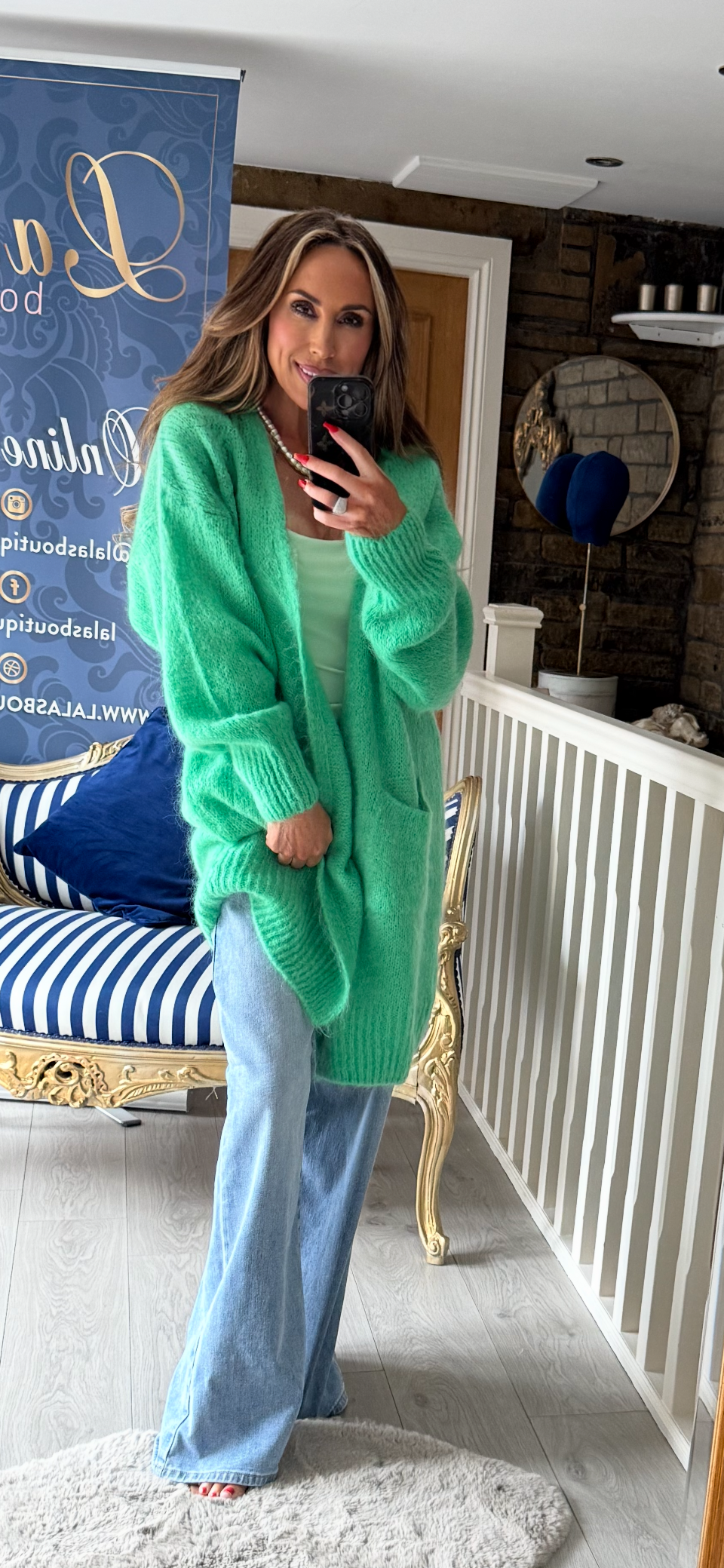 GREEN LONGLINE MOHAIR CARDIGAN