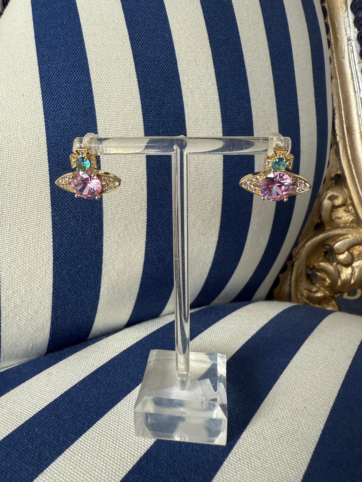 GOLD & PINK ORB EARRINGS