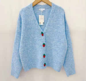 BLUE STRAWBERRY CARDIGAN